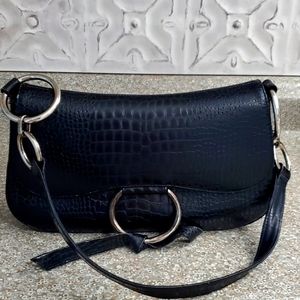 Stuart Weitzman Purse Black Embossed Leather Used